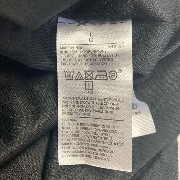 Old Navy Women’s Long Sleeves Embroidered Boho Tassel Neck Dress Black Large - Picture 8 of 11